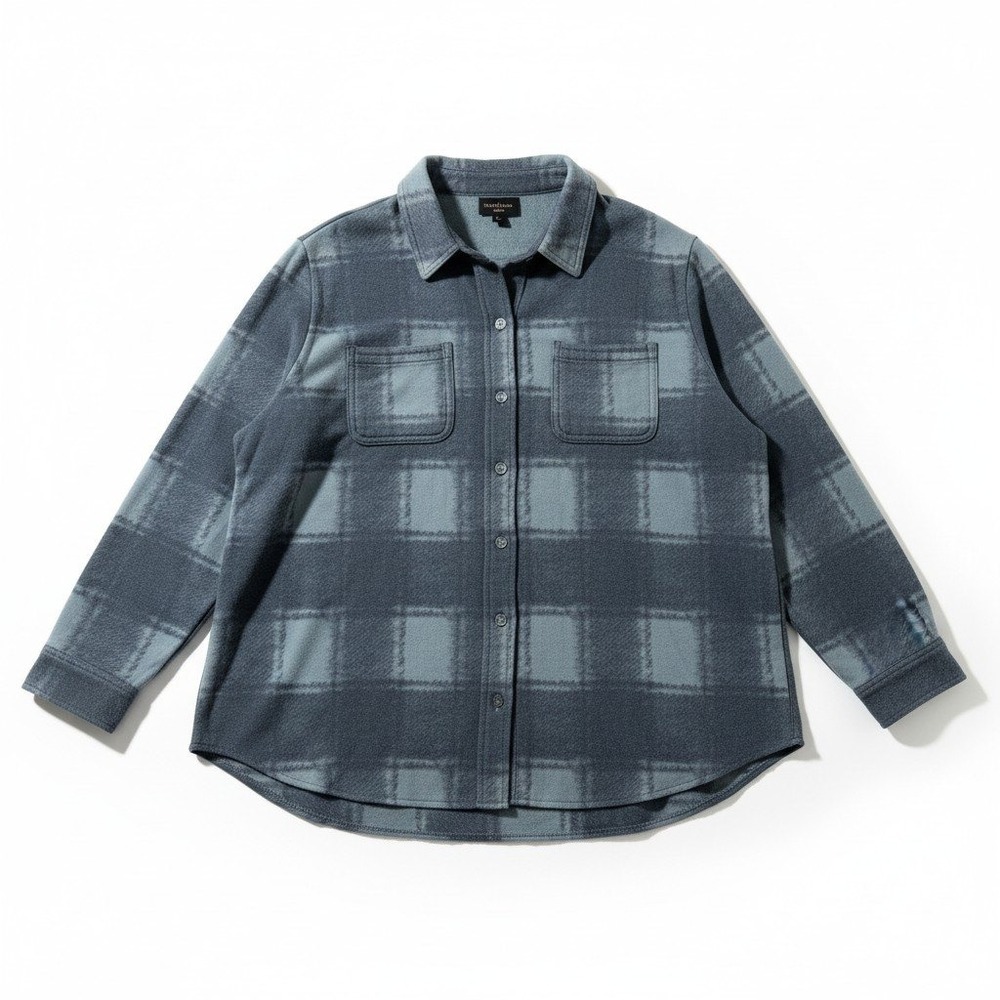 32 Degrees Heat XL Blue Plaid Fleece Shirt Womens Cozy Shacket